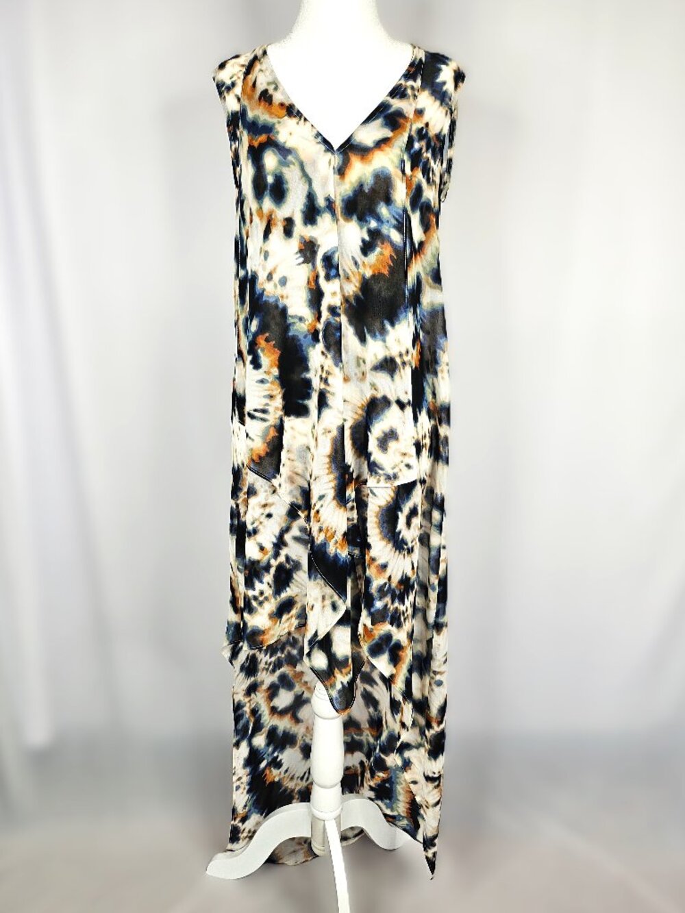 BCBGMAXAZRIA Asymmetrical Maxi Dress | Abstract Print | Size XS